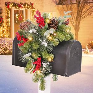 Puleo International Pre-Lit Decorated Mailbox Cover