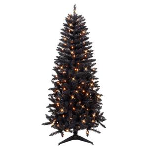 Puleo International 6ft. Pre-Lit Black Carson Pine Christmas Tree