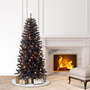 Puleo International 6ft. Pre-Lit Black Carson Pine Christmas Tree alternate view