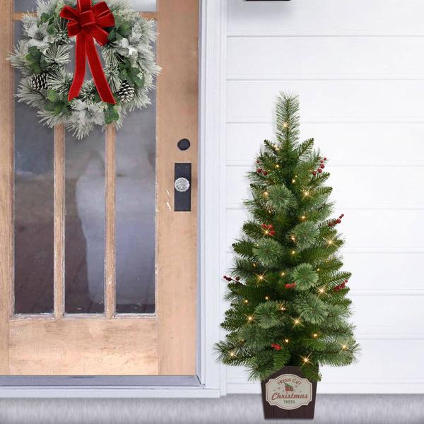 Puleo International 2pc. Cashmere Pre-Lit Potted Christmas Trees alternate view