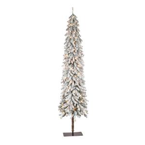 Puleo International 6ft. Pre-Lit Flocked Pine Christmas Tree