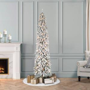 Puleo International 6ft. Pre-Lit Flocked Pine Christmas Tree alternate view