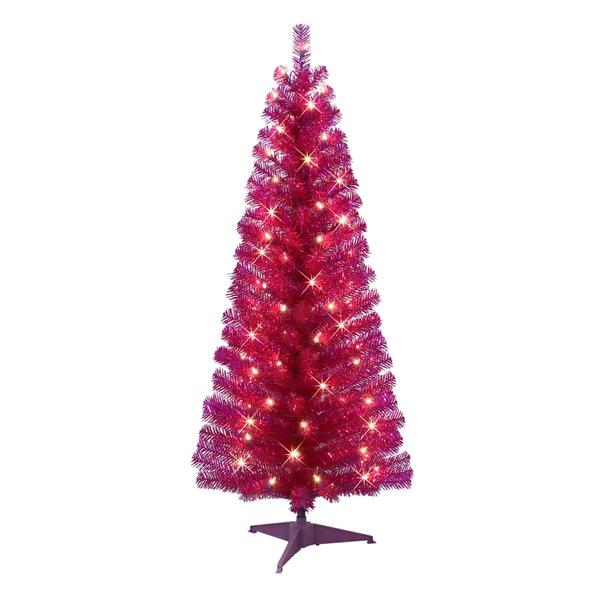 Puleo International 4.5ft. Pre-Lit Tinsel Christmas Tree