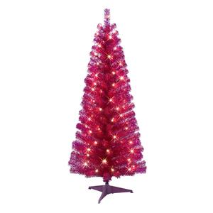 Puleo International 4.5ft. Pre-Lit Tinsel Christmas Tree