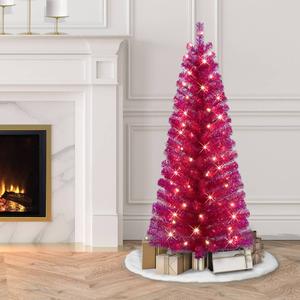 Puleo International 4.5ft. Pre-Lit Tinsel Christmas Tree alternate view