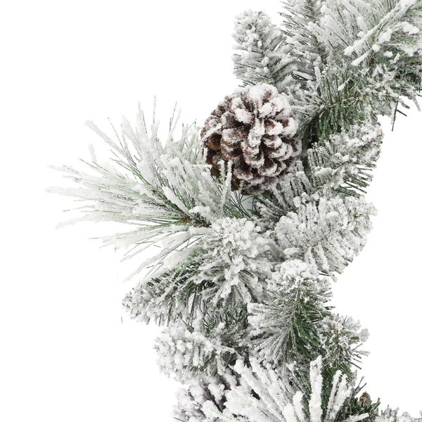 Puleo International 24in. Pre-Lit Flocked Berkshire Spruce Wreath alternate view