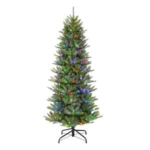 Puleo International Pre-Lit 7.5ft. Slim Fraser Fir Christmas Tree