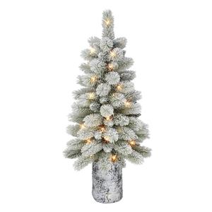 Puleo International 3.5ft. Potted Flocked Norwegian Pine Tree