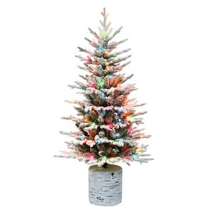 Puleo International 4.5ft. Pre-Lit Potted Flocked Arctic Fir Tree