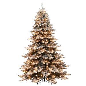 Puleo International 7.5ft. Flocked Royal Spruce Christmas Tree