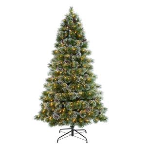 Puleo International 7-Foot Pre-Lit Springfield Fir Tree