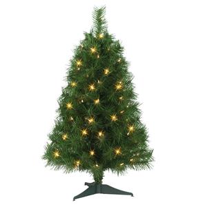 Puleo International 3ft. Pre-Lit Snow Ridge Christmas Fir Tree