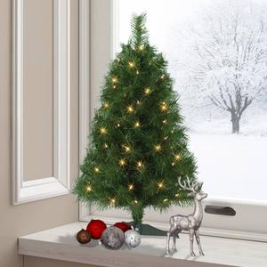 Puleo International 3ft. Pre-Lit Snow Ridge Christmas Fir Tree alternate view