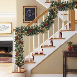 Puleo International 9ft. Pre-Lit Snowy Silverton Pine Garland alternate view