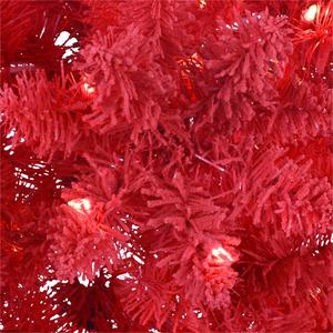 Puleo International 6.5ft. Pre-lit Flocked Fashion Red Tree alternate view