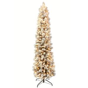 Puleo International 6.5ft. Pre-Lit Flocked Fir Christmas Tree