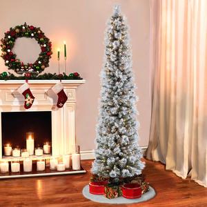 Puleo International 6.5ft. Pre-Lit Flocked Fir Christmas Tree alternate view