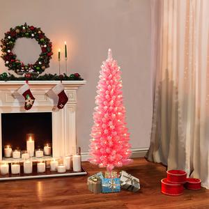 Puleo International Pre-Lit 4.5ft. Pink Pencil Christmas Tree alternate view