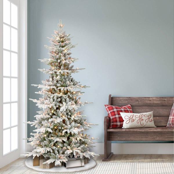 Puleo International 6.5ft. Pre-Lit Flocked Fir Christmas Tree alternate view