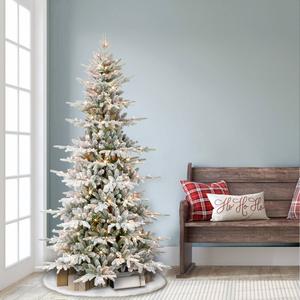 Puleo International 6.5ft. Pre-Lit Flocked Fir Christmas Tree alternate view