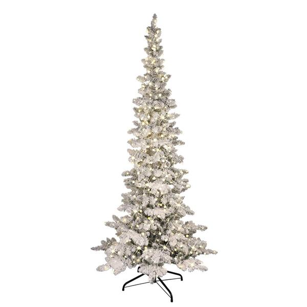 Puleo International 6.5ft. Pre-Lit Flocked Pine Christmas Tree