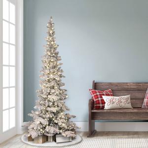 Puleo International 6.5ft. Pre-Lit Flocked Pine Christmas Tree alternate view