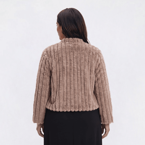 Plus Size Rabbit Rabbit Rabbit Faux Fur Rib Shrug alternate view