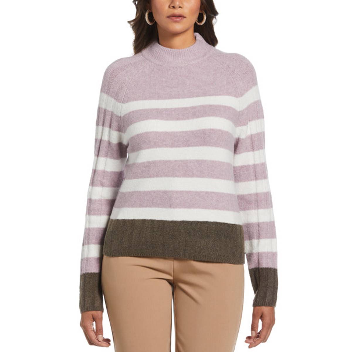 Womens Rafaella(R) Long Sleeve Stripe Raglan Sweater