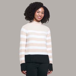 Womens Rafaella® Long Sleeve Color Block Stripe Sweater