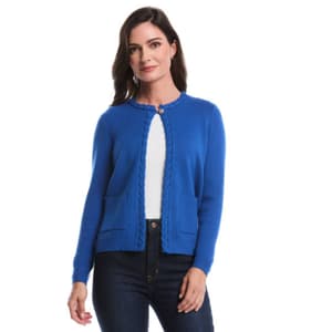 Womens Rafaella® Long Sleeve Cable Knit Trim Cardigan