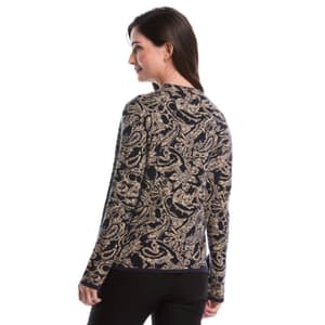 Womens Rafaella® Long Sleeve Mock Neck Paisley Sweater