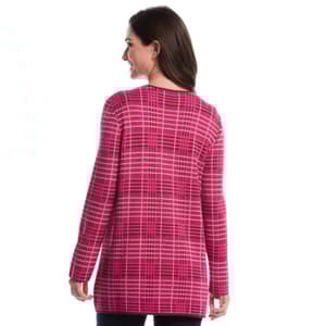 Womens Rafaella® Long Sleeve Plaid Patch Pocket Cardigan
