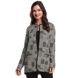 Womens Rafaella® Long Sleeve Geometric Patch Pocket Cardigan