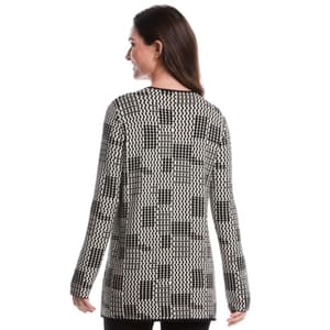 Womens Rafaella® Long Sleeve Geometric Patch Pocket Cardigan