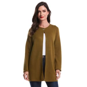 Womens Rafaella® Turnlock Metal Closure Long Sleeve Cardigan