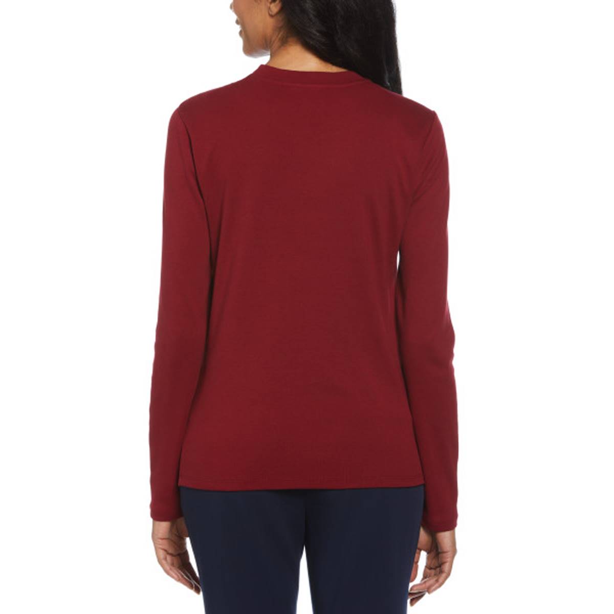 Petite Rafaella(R) Long Sleeve Button Shoulder Solid Tee