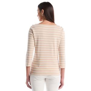 Womens Rafaella(R) 3/4 Sleeve Shoulder Button Stripe Blouse alternate view
