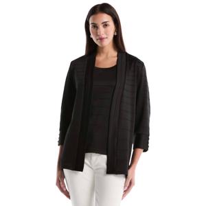 Womens Rafaella(R) 3/4 Sleeve Textured Knit Cardigan
