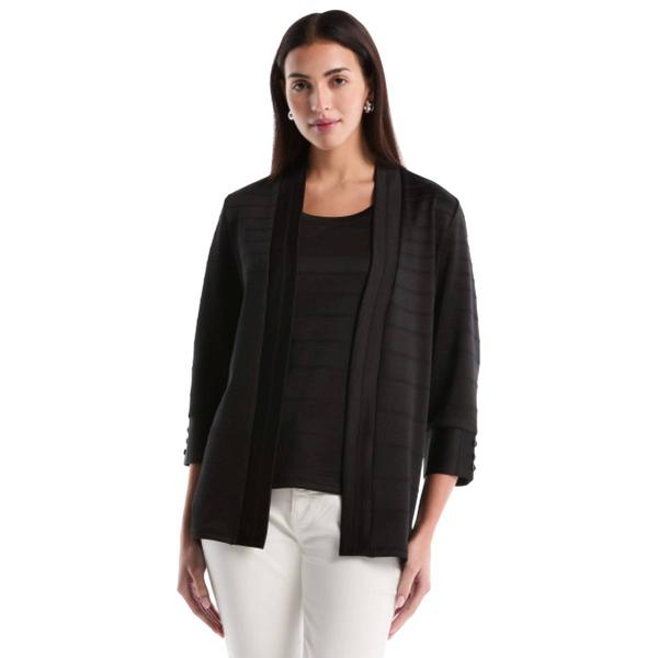 Womens Rafaella(R) 3/4 Sleeve Textured Knit Cardigan alternate view
