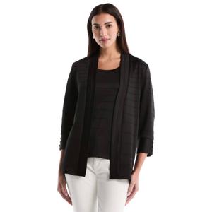 Womens Rafaella(R) 3/4 Sleeve Textured Knit Cardigan alternate view