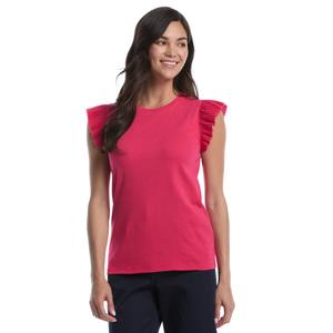 Womens Rafaella(R) Ruffle Cap Sleeve Solid Blouse