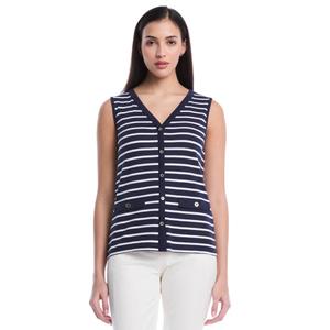 Womens Rafaella(R) Sleeveless Stripe Button Front Blouse