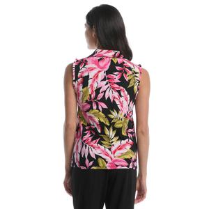Womens Rafaella(R) Sleeveless Tropical Floral Ruffle Trim Polo alternate view