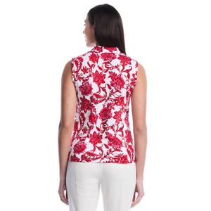 Womens Rafaella(R) Sleeveless Floral Ruffle Trim Polo alternate view