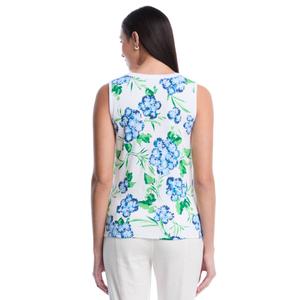 Womens Rafaella(R) Sleeveless Pom Pom Floral Button Front Blouse alternate view
