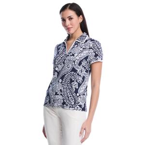 Womens Rafaella(R) Short Sleeve Contrast Trim Paisley Polo