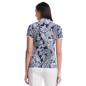 Womens Rafaella(R) Short Sleeve Contrast Trim Paisley Polo alternate view