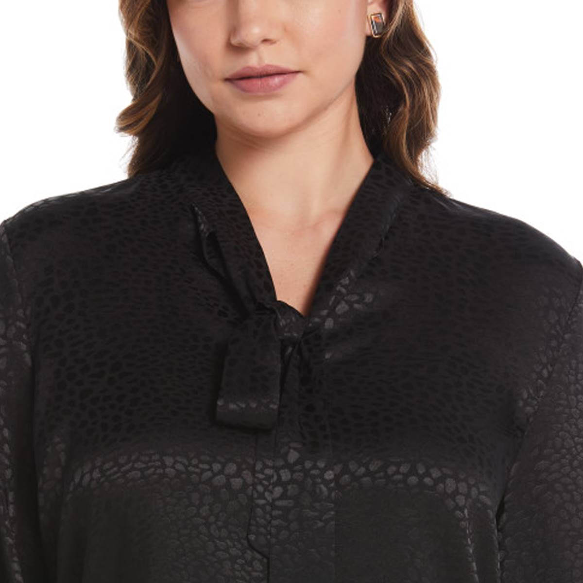 Womens Rafaella(R) Long Sleeve Jacquard Tie Front Blouse