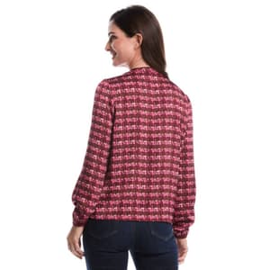 Womens Rafaella® Long Sleeve Split Neck Crosshatch Blouse