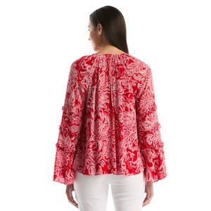 Womens Rafaella(R) Long Bell Sleeve Paisley Tie Neck Blouse alternate view